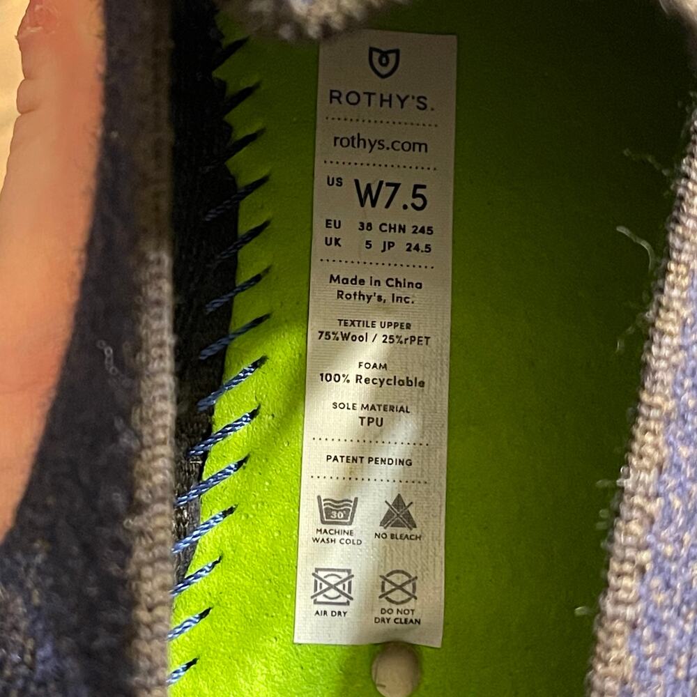 Rothy's "The Sneaker" in Navy Herringbone‎ Merino Size 7.5 - Picture 7 of 7
